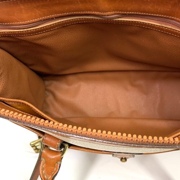 Vintage Dooney & Bourke AWL Shoulder Satchel Zipper Top Case Bone/British Tan - Picture 13 of 16